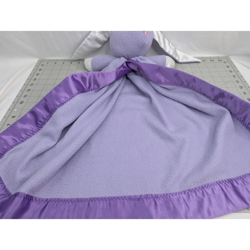 Purple Rabbit Lovey Security Blanket Satin Ears Edge 24 Inch Stuffed Animal Toy